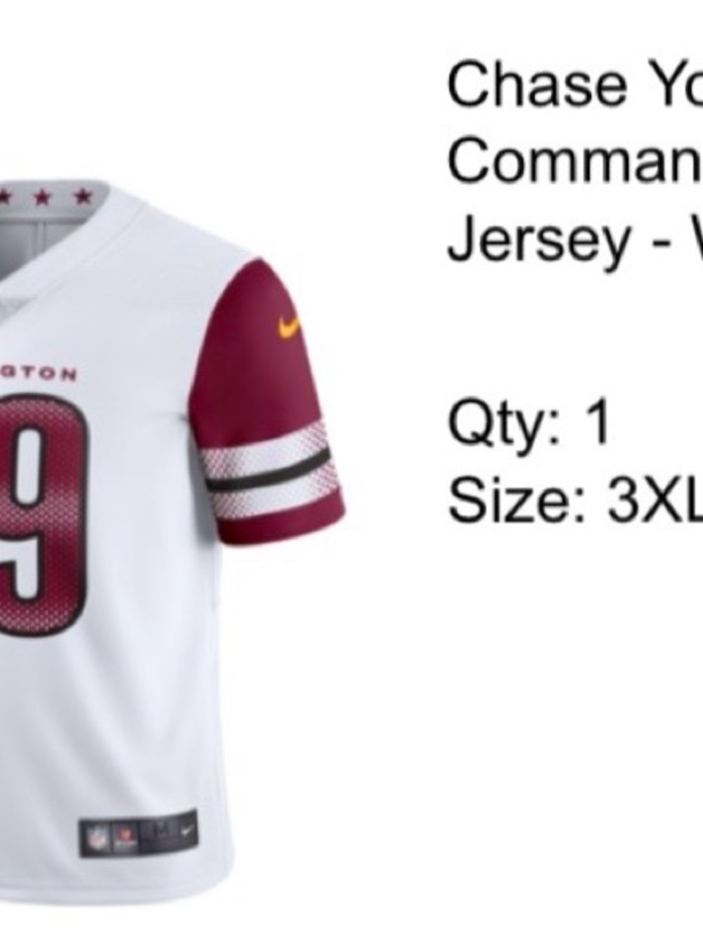 Nike White Jersey with Garnet Sleeves and Yellow Swoosh